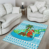 Honduras Christmas Area Rug with Santa Parrot Palm Tree and Tropical Gift Pattern Design - Wonder Print Shop