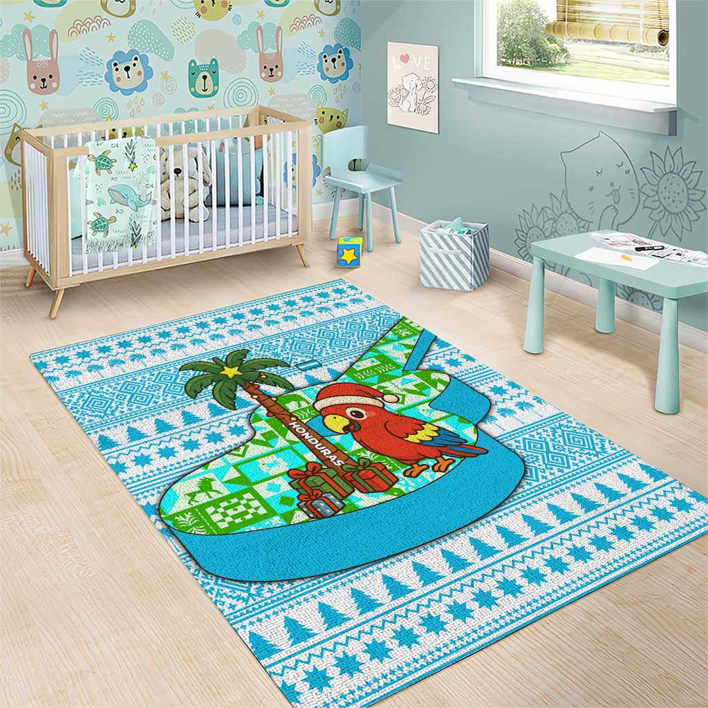 Honduras Christmas Area Rug with Santa Parrot Palm Tree and Tropical Gift Pattern Design - Wonder Print Shop