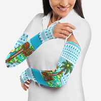 Honduras Christmas Arm Sleeves with Santa Parrot Palm Tree and Tropical Gift Pattern Design - Wonder Print Shop