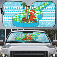 Honduras Christmas Auto Sun Shade with Santa Parrot Palm Tree and Tropical Gift Pattern Design - Wonder Print Shop