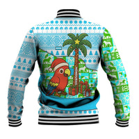 Honduras Christmas Baseball Jacket with Santa Parrot Palm Tree and Tropical Gift Pattern Design - Wonder Print Shop