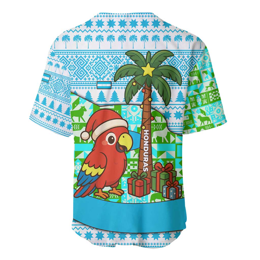 Honduras Christmas Baseball Jersey with Santa Parrot Palm Tree and Tropical Gift Pattern Design - Wonder Print Shop