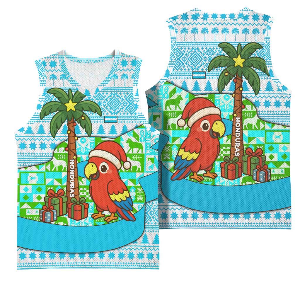 Honduras Christmas Basketball Jersey with Santa Parrot Palm Tree and Tropical Gift Pattern Design - Wonder Print Shop