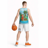 Honduras Christmas Basketball Jersey with Santa Parrot Palm Tree and Tropical Gift Pattern Design - Wonder Print Shop
