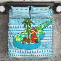 Honduras Christmas Bedding Set with Santa Parrot Palm Tree and Tropical Gift Pattern Design - Wonder Print Shop