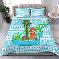 Honduras Christmas Bedding Set with Santa Parrot Palm Tree and Tropical Gift Pattern Design - Wonder Print Shop