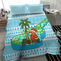 Honduras Christmas Bedding Set with Santa Parrot Palm Tree and Tropical Gift Pattern Design - Wonder Print Shop