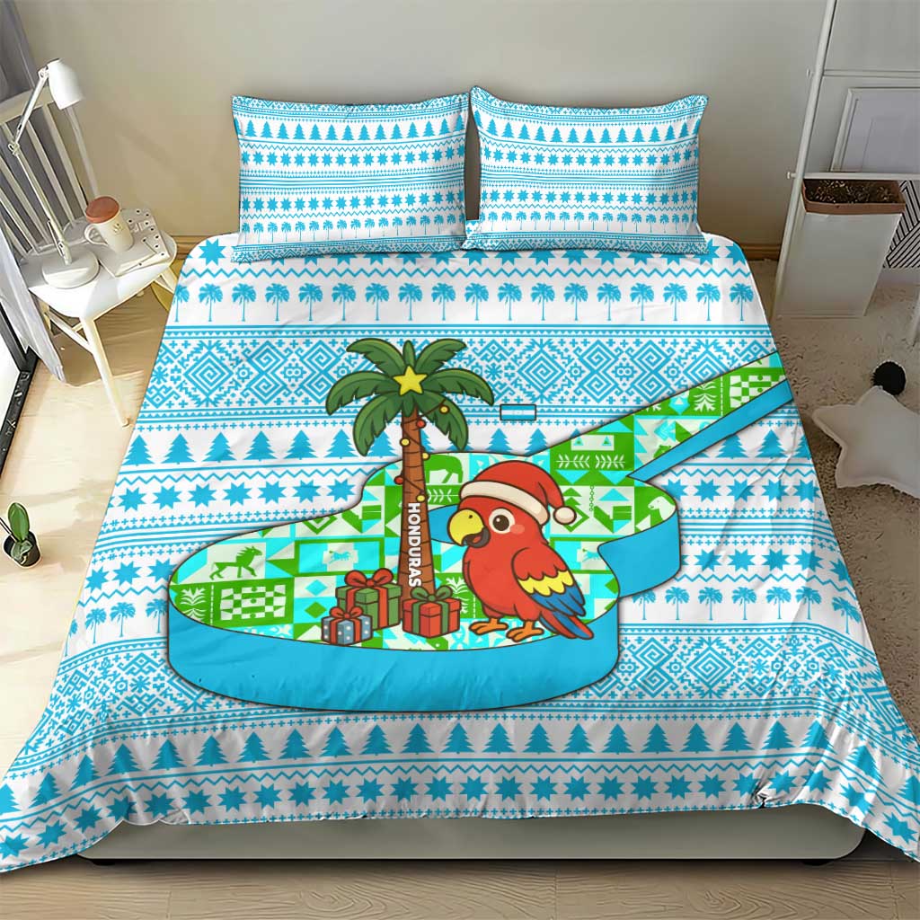 Honduras Christmas Bedding Set with Santa Parrot Palm Tree and Tropical Gift Pattern Design - Wonder Print Shop
