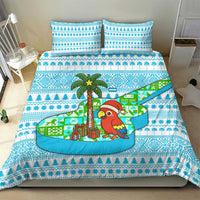 Honduras Christmas Bedding Set with Santa Parrot Palm Tree and Tropical Gift Pattern Design - Wonder Print Shop
