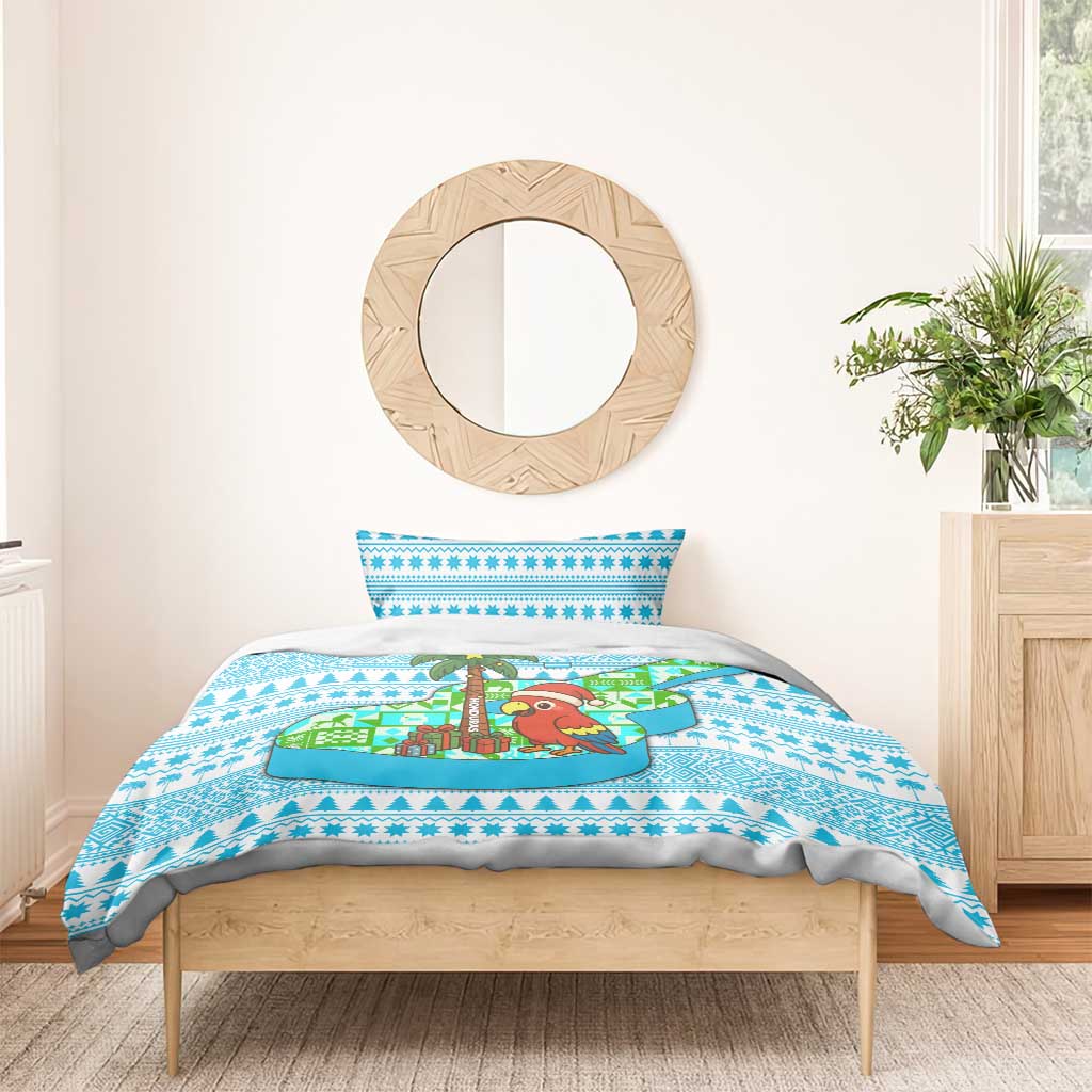 Honduras Christmas Bedding Set with Santa Parrot Palm Tree and Tropical Gift Pattern Design - Wonder Print Shop