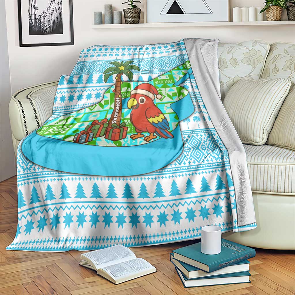 Honduras Christmas Blanket with Santa Parrot Palm Tree and Tropical Gift Pattern Design - Wonder Print Shop