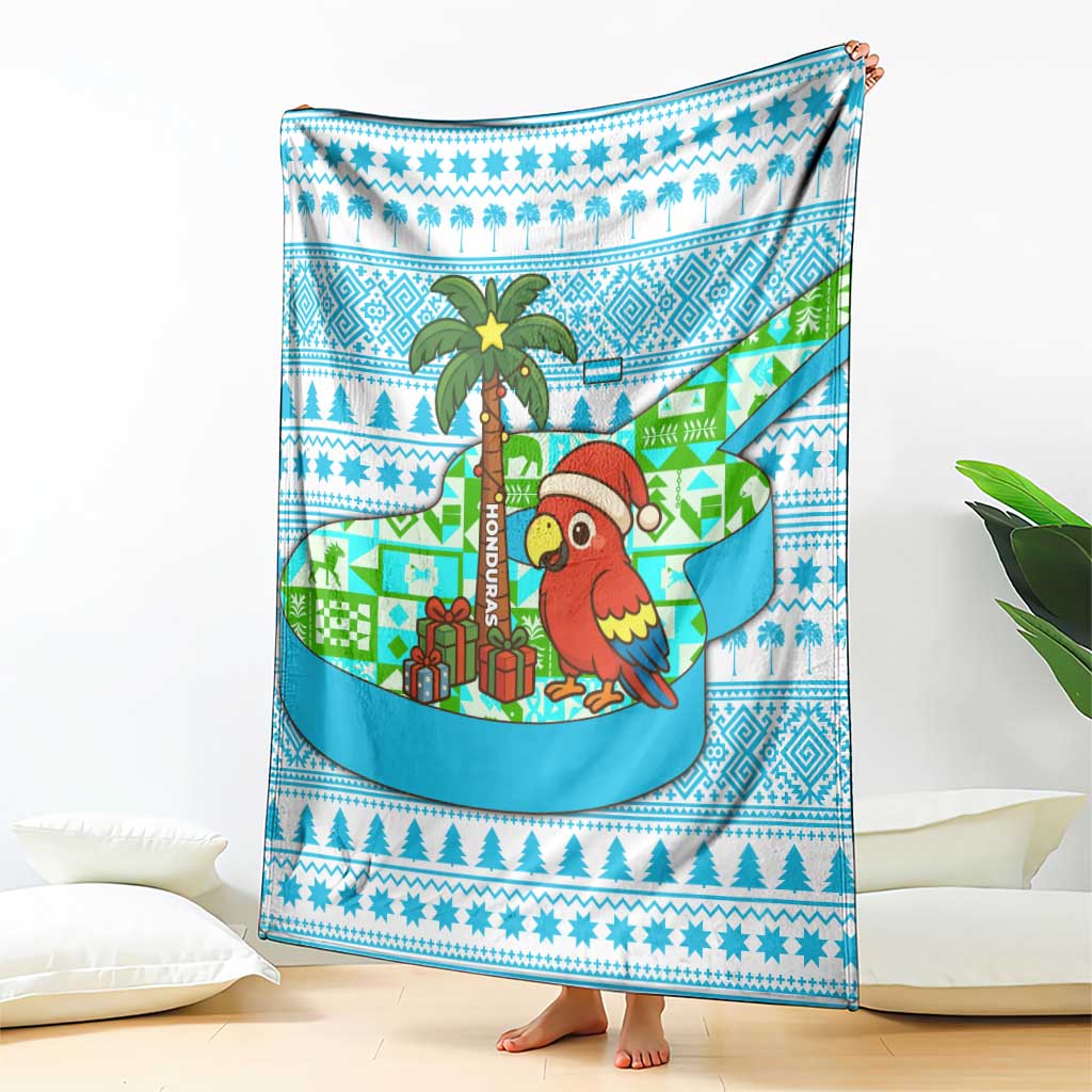 Honduras Christmas Blanket with Santa Parrot Palm Tree and Tropical Gift Pattern Design - Wonder Print Shop