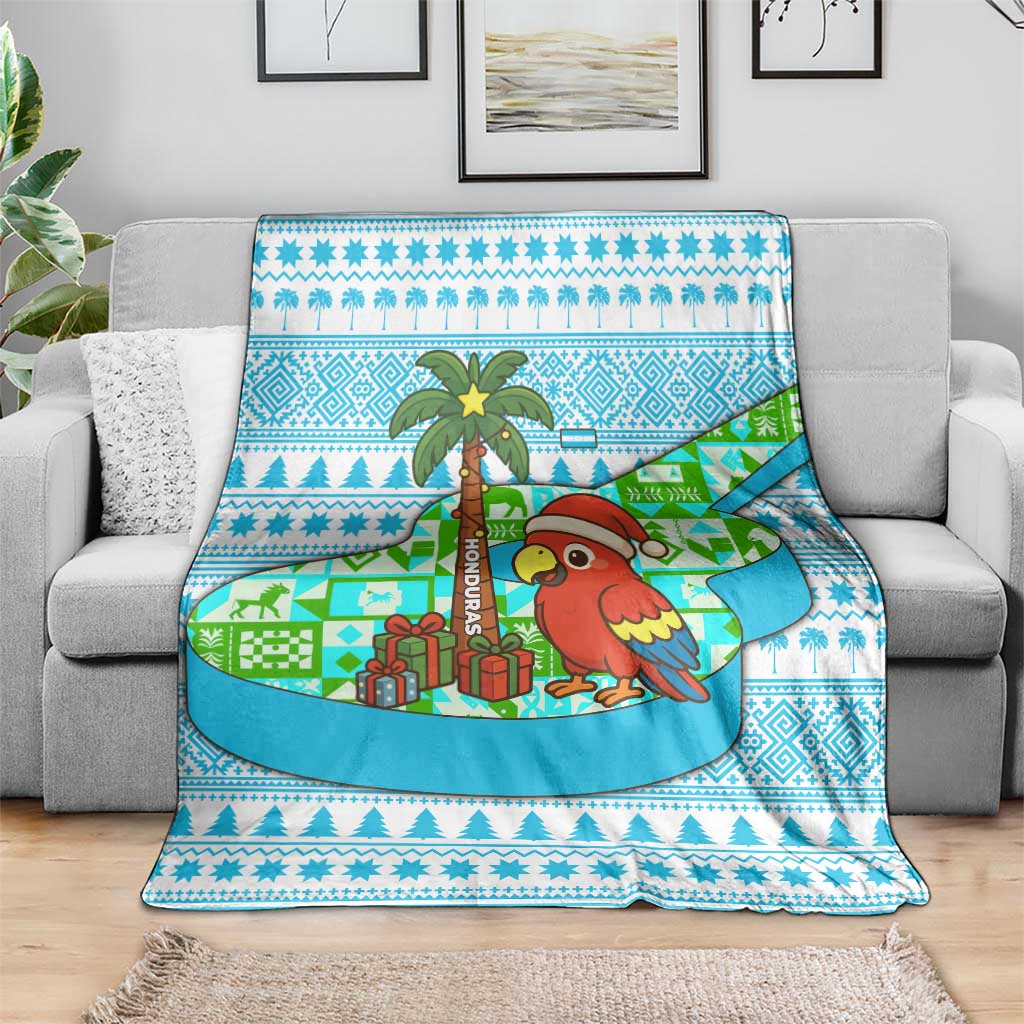 Honduras Christmas Blanket with Santa Parrot Palm Tree and Tropical Gift Pattern Design - Wonder Print Shop