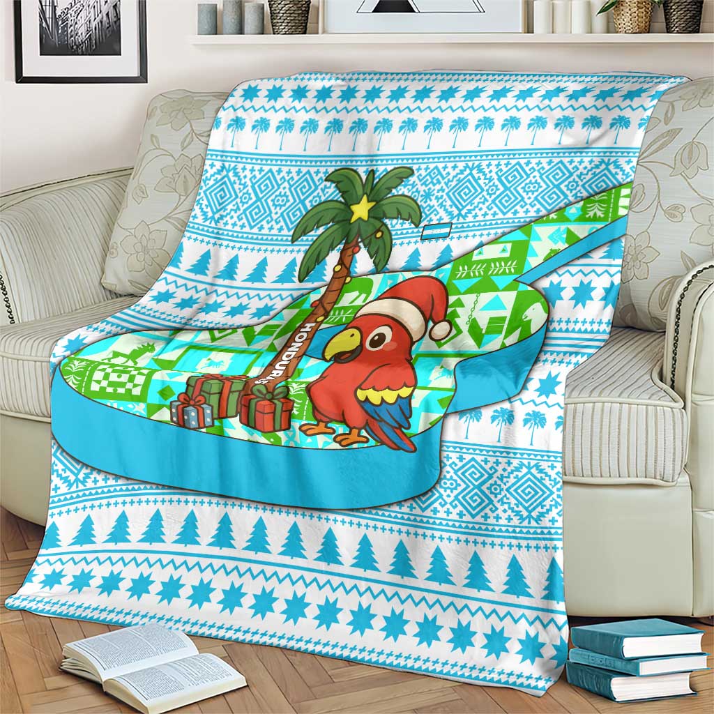 Honduras Christmas Blanket with Santa Parrot Palm Tree and Tropical Gift Pattern Design - Wonder Print Shop
