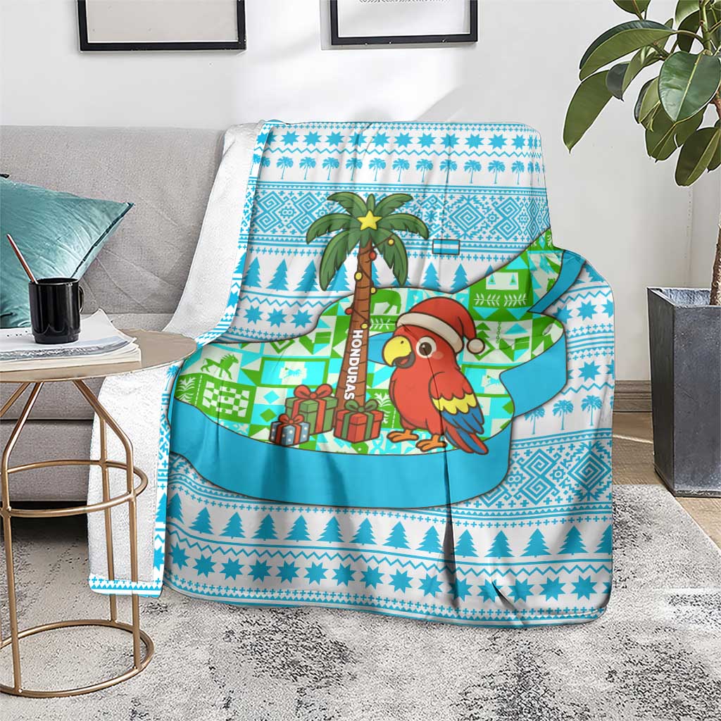 Honduras Christmas Blanket with Santa Parrot Palm Tree and Tropical Gift Pattern Design - Wonder Print Shop