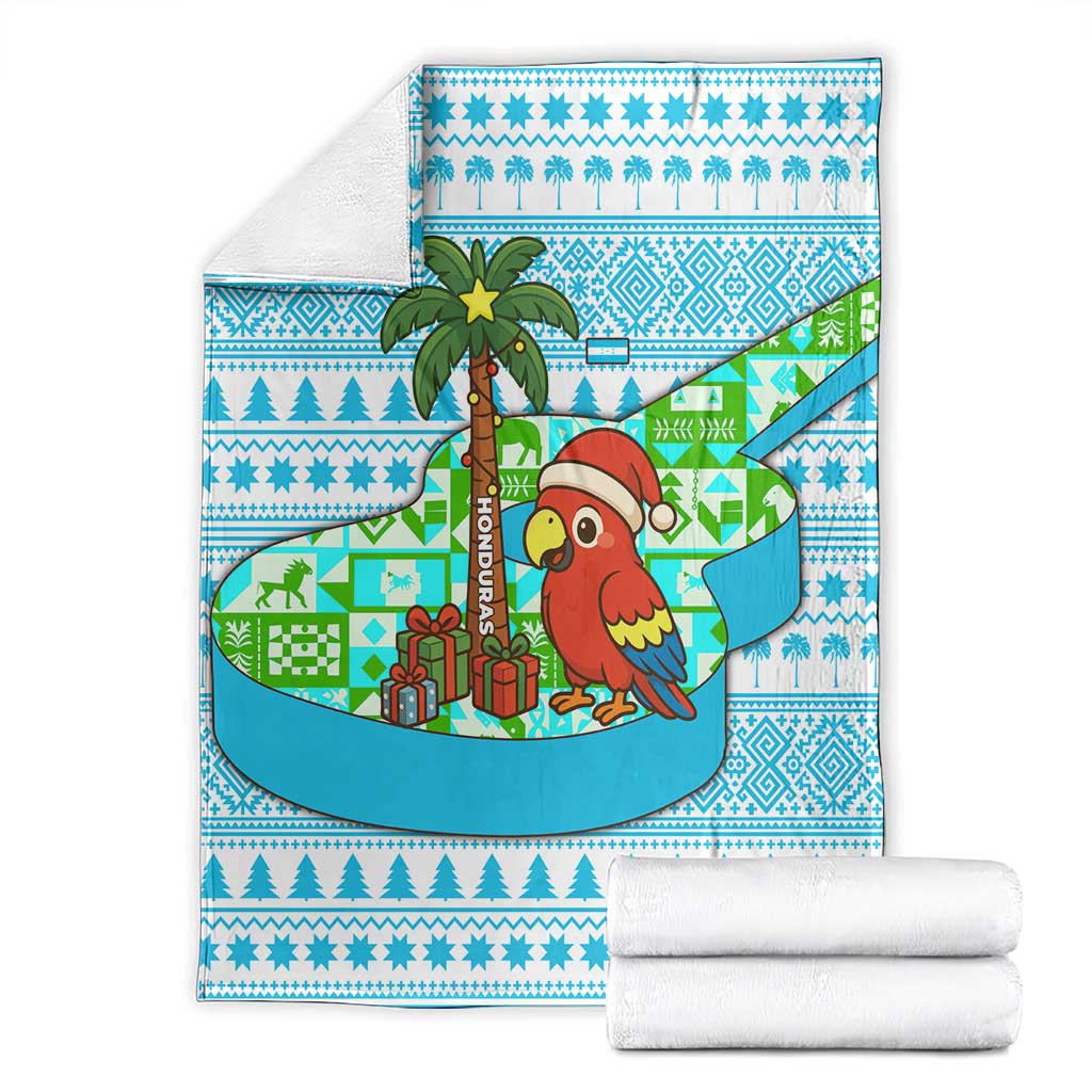 Honduras Christmas Blanket with Santa Parrot Palm Tree and Tropical Gift Pattern Design - Wonder Print Shop