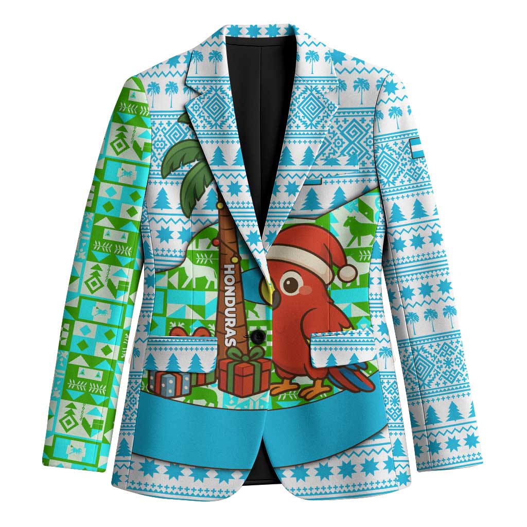 Honduras Christmas Blazer with Santa Parrot Palm Tree and Tropical Gift Pattern Design - Wonder Print Shop