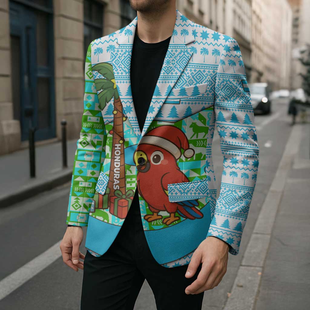 Honduras Christmas Blazer with Santa Parrot Palm Tree and Tropical Gift Pattern Design - Wonder Print Shop