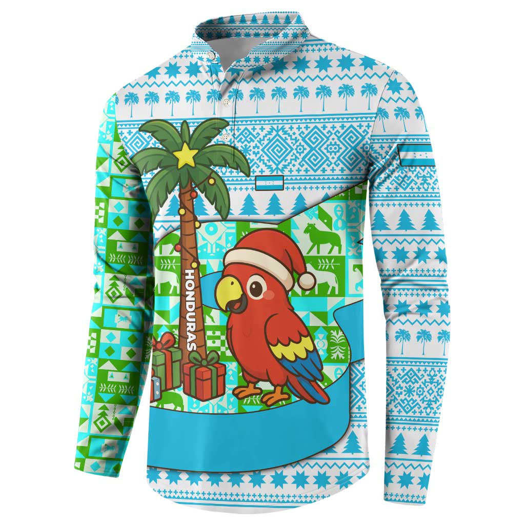 Honduras Christmas Button Sweatshirt with Santa Parrot Palm Tree and Tropical Gift Pattern Design - Wonder Print Shop