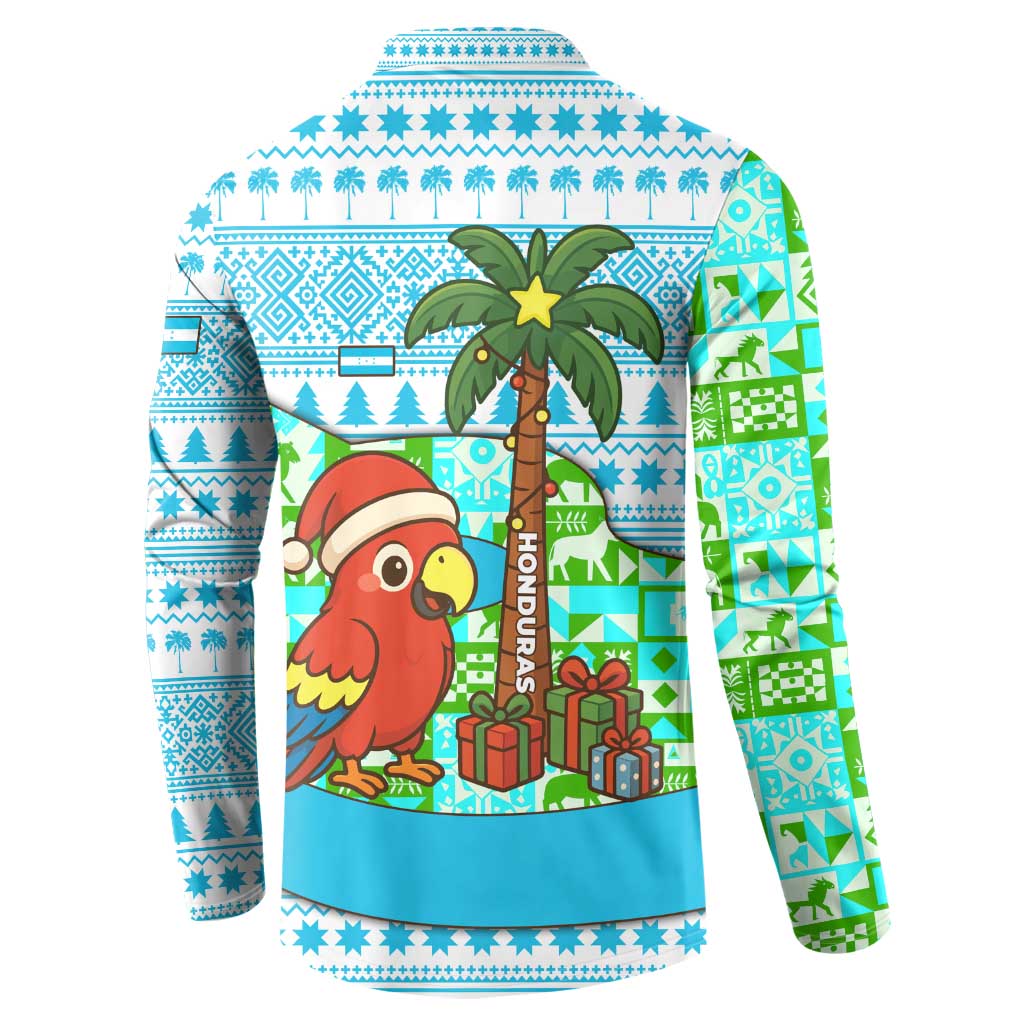 Honduras Christmas Button Sweatshirt with Santa Parrot Palm Tree and Tropical Gift Pattern Design - Wonder Print Shop