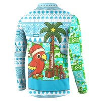 Honduras Christmas Button Sweatshirt with Santa Parrot Palm Tree and Tropical Gift Pattern Design - Wonder Print Shop