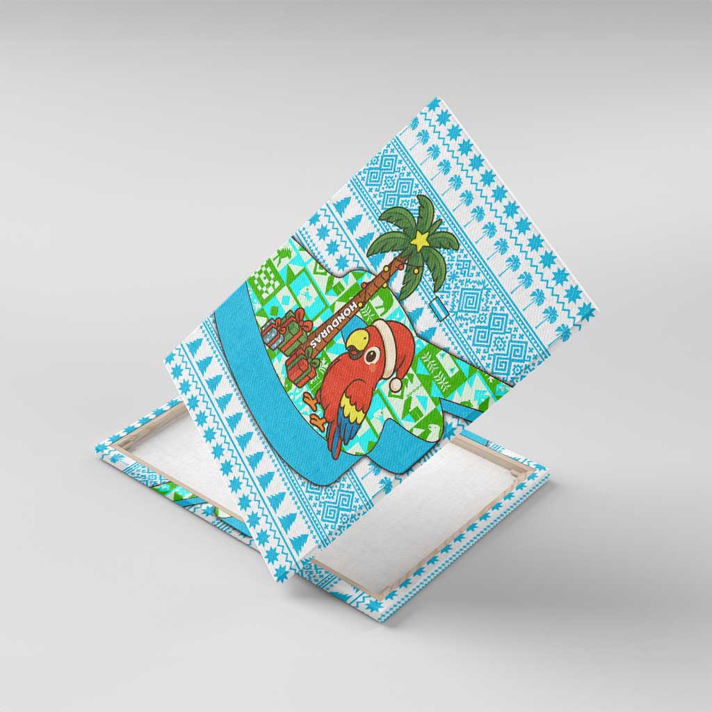 Honduras Christmas Canvas Wall Art with Santa Parrot Palm Tree and Tropical Gift Pattern Design - Wonder Print Shop