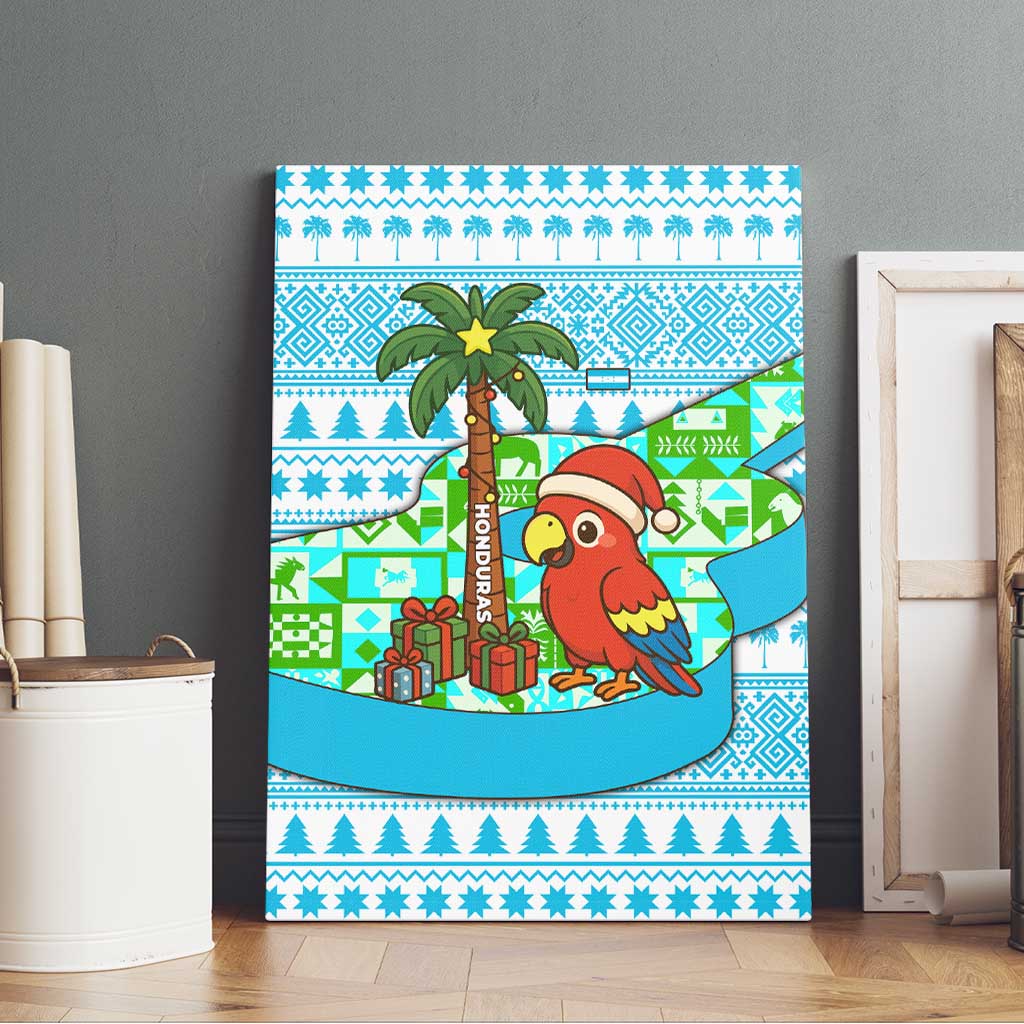 Honduras Christmas Canvas Wall Art with Santa Parrot Palm Tree and Tropical Gift Pattern Design - Wonder Print Shop