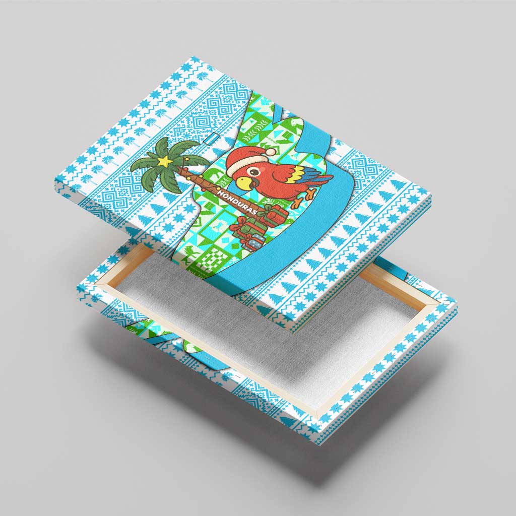 Honduras Christmas Canvas Wall Art with Santa Parrot Palm Tree and Tropical Gift Pattern Design - Wonder Print Shop
