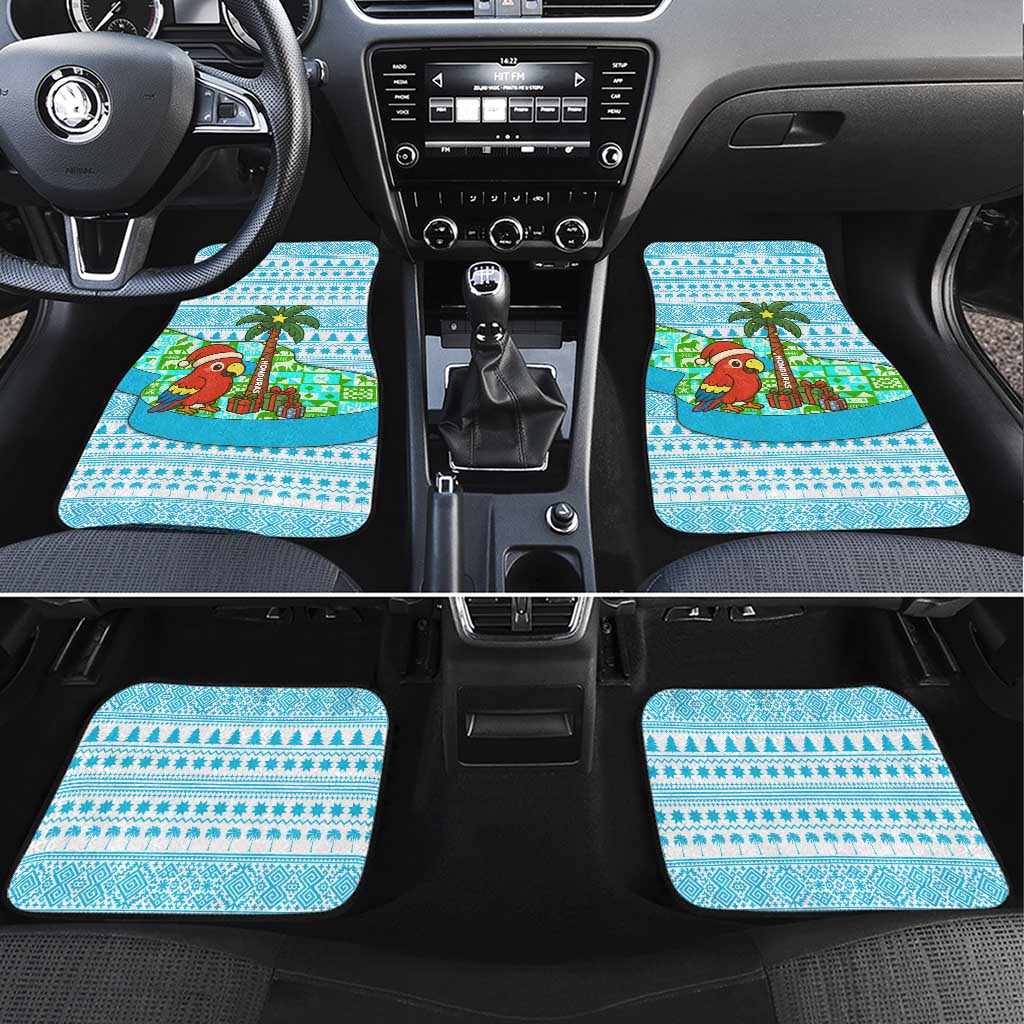 Honduras Christmas Car Mats with Santa Parrot Palm Tree and Tropical Gift Pattern Design - Wonder Print Shop