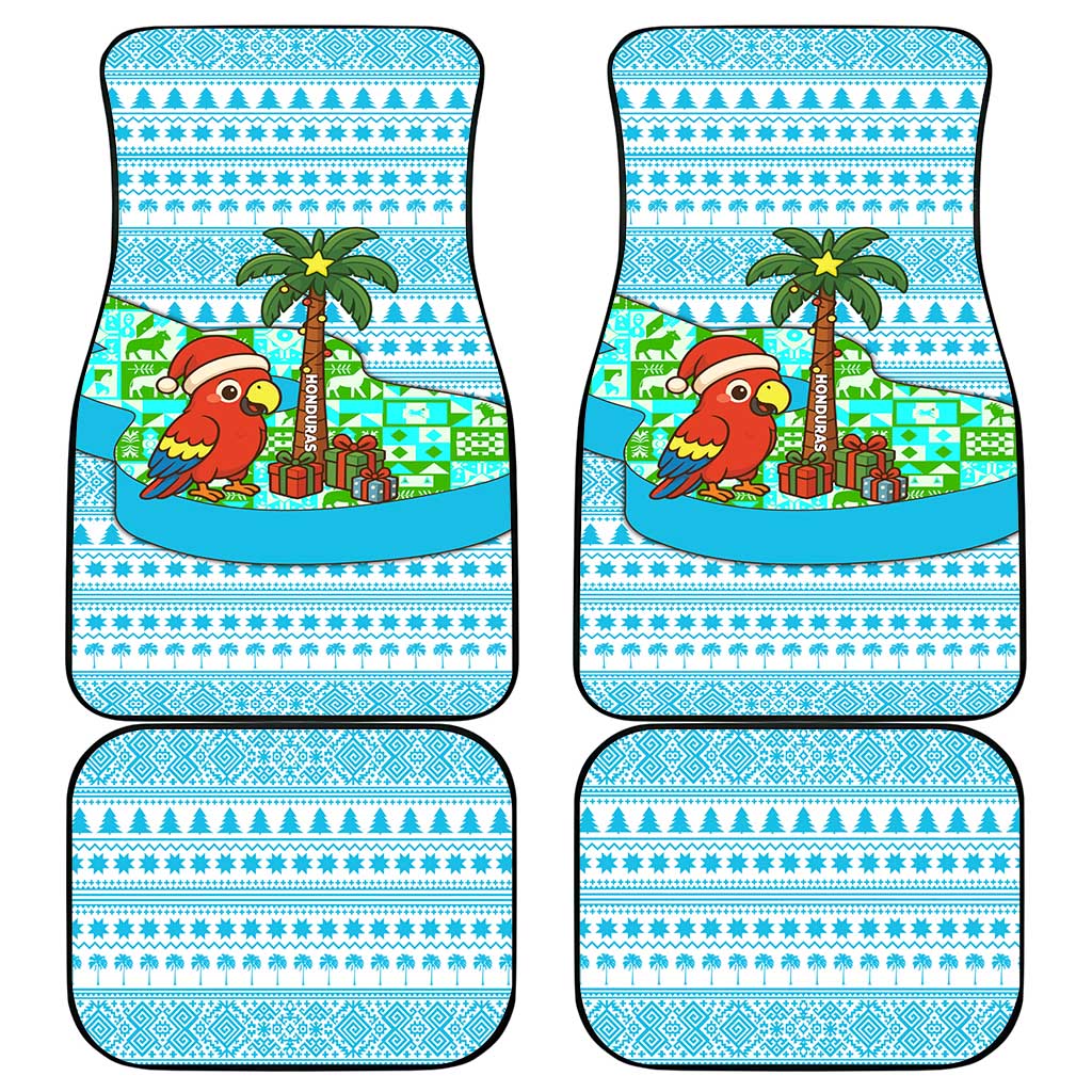 Honduras Christmas Car Mats with Santa Parrot Palm Tree and Tropical Gift Pattern Design - Wonder Print Shop
