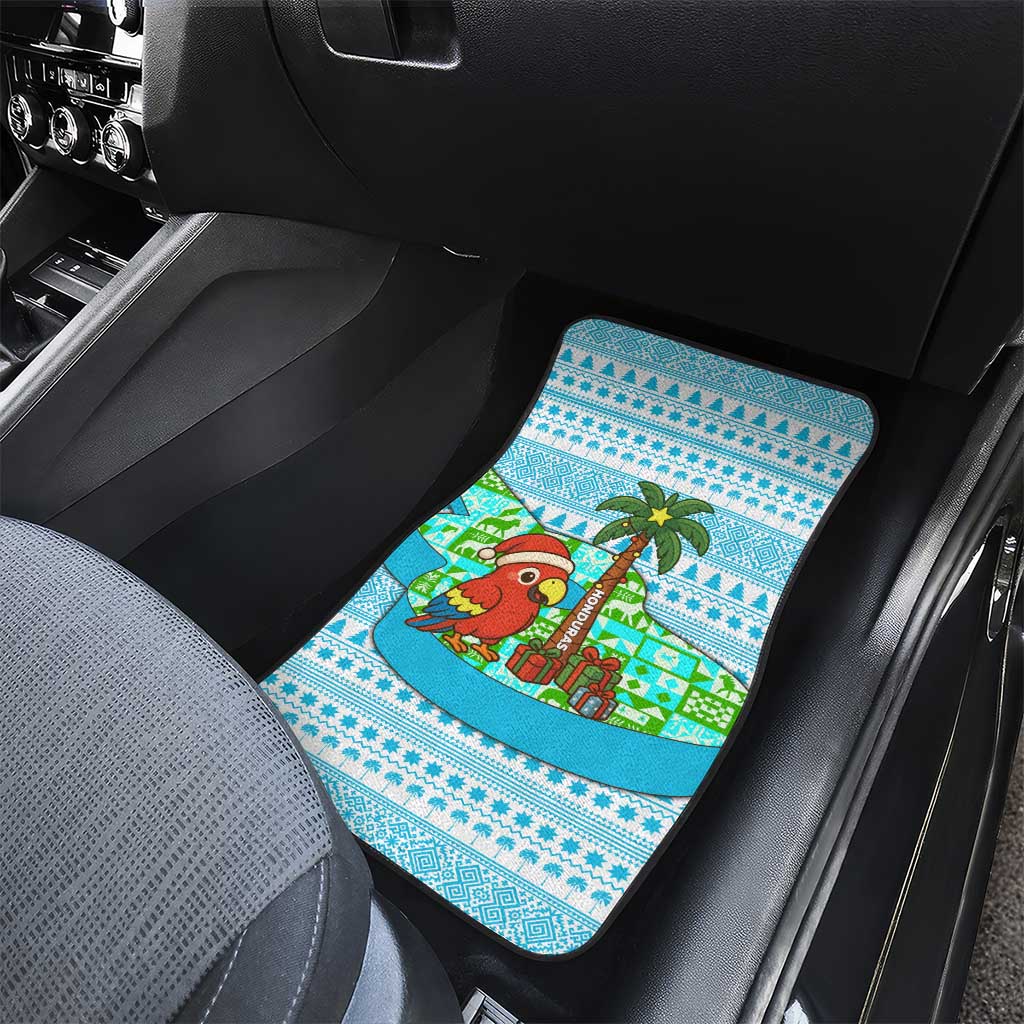 Honduras Christmas Car Mats with Santa Parrot Palm Tree and Tropical Gift Pattern Design - Wonder Print Shop