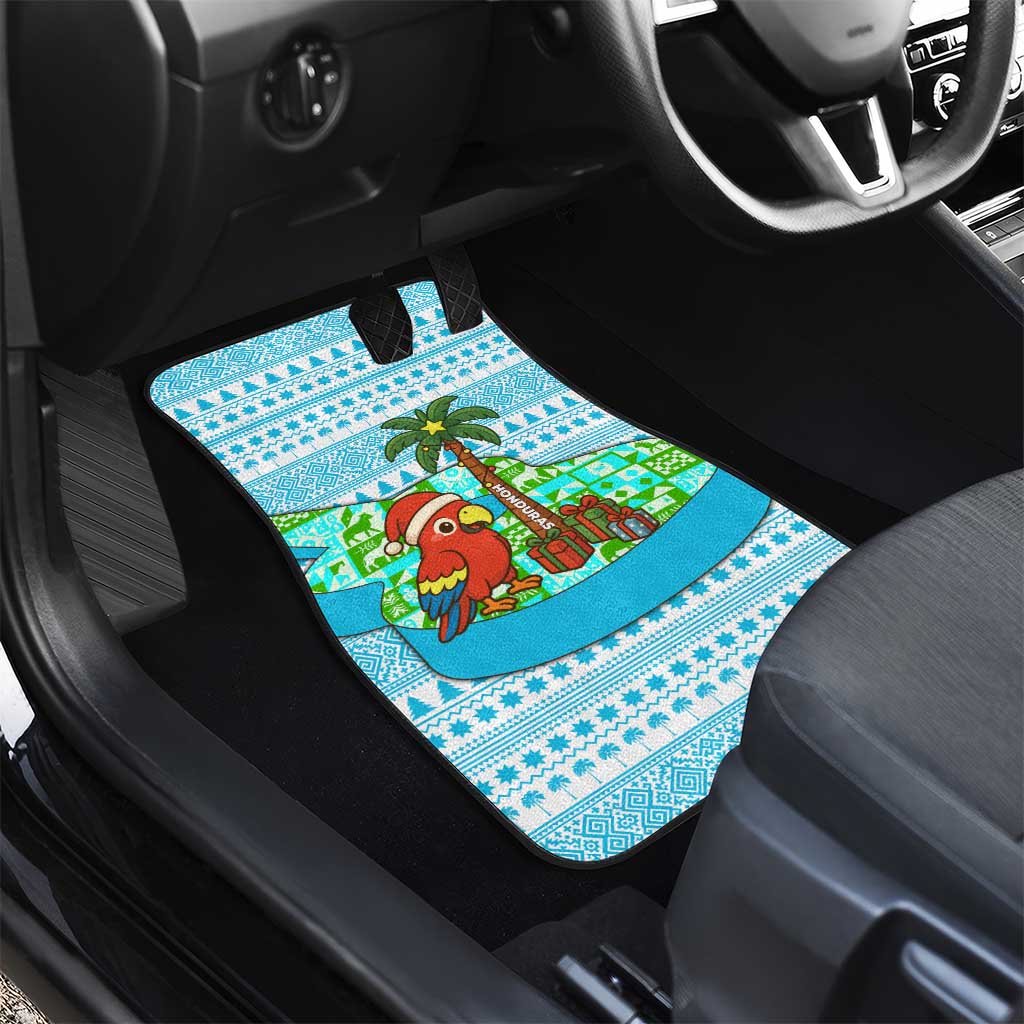 Honduras Christmas Car Mats with Santa Parrot Palm Tree and Tropical Gift Pattern Design - Wonder Print Shop