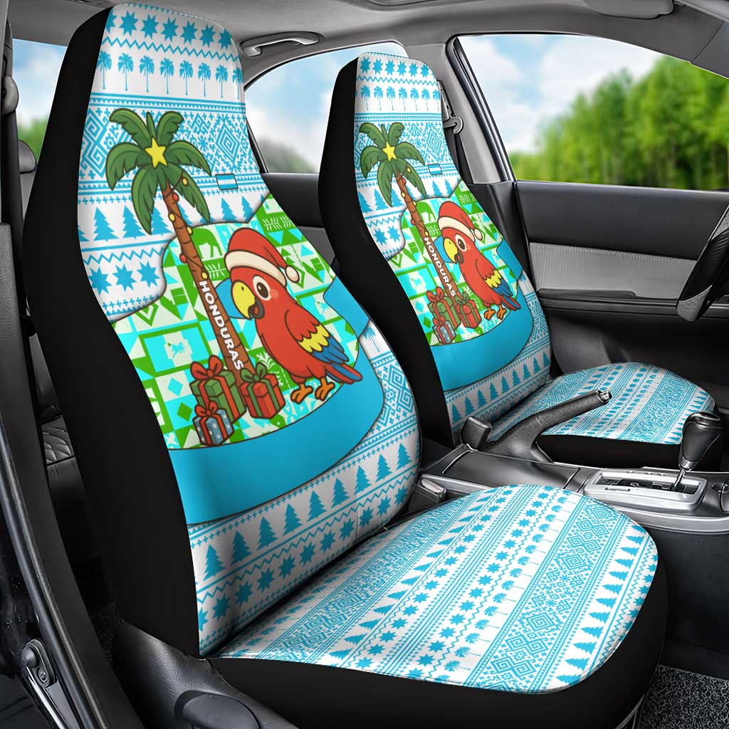 Honduras Christmas Car Seat Cover with Santa Parrot Palm Tree and Tropical Gift Pattern Design - Wonder Print Shop