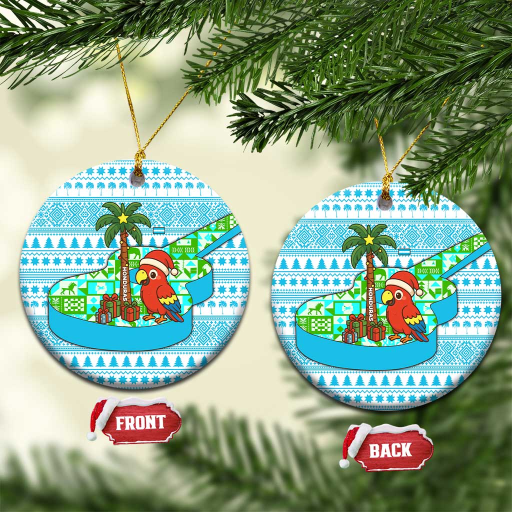 Honduras Christmas Ceramic Ornament with Santa Parrot Palm Tree and Tropical Gift Pattern Design - Wonder Print Shop