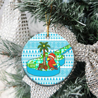 Honduras Christmas Ceramic Ornament with Santa Parrot Palm Tree and Tropical Gift Pattern Design - Wonder Print Shop