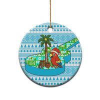 Honduras Christmas Ceramic Ornament with Santa Parrot Palm Tree and Tropical Gift Pattern Design - Wonder Print Shop