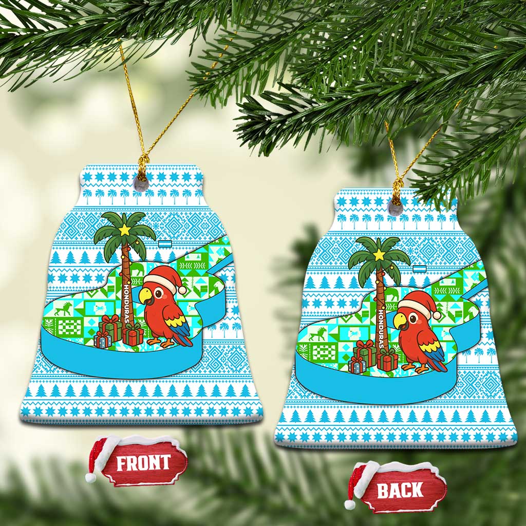 Honduras Christmas Ceramic Ornament with Santa Parrot Palm Tree and Tropical Gift Pattern Design - Wonder Print Shop