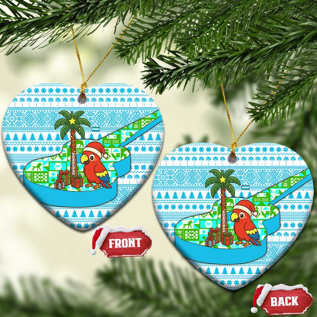 Honduras Christmas Ceramic Ornament with Santa Parrot Palm Tree and Tropical Gift Pattern Design - Wonder Print Shop
