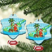 Honduras Christmas Ceramic Ornament with Santa Parrot Palm Tree and Tropical Gift Pattern Design - Wonder Print Shop