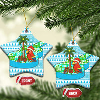 Honduras Christmas Ceramic Ornament with Santa Parrot Palm Tree and Tropical Gift Pattern Design - Wonder Print Shop