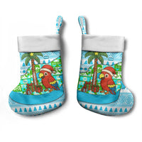 Honduras Christmas Stocking with Santa Parrot Palm Tree and Tropical Gift Pattern Design - Wonder Print Shop