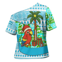 Honduras Christmas Cross Shoulder Shirt with Santa Parrot Palm Tree and Tropical Gift Pattern Design - Wonder Print Shop