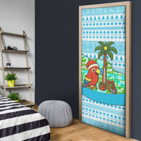 Honduras Christmas Door Cover with Santa Parrot Palm Tree and Tropical Gift Pattern Design - Wonder Print Shop