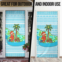 Honduras Christmas Door Cover with Santa Parrot Palm Tree and Tropical Gift Pattern Design - Wonder Print Shop