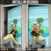 Honduras Christmas Door Cover with Santa Parrot Palm Tree and Tropical Gift Pattern Design - Wonder Print Shop