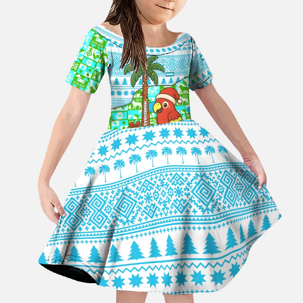 Honduras Christmas Family Matching Mermaid Dress and Hawaiian Shirt with Santa Parrot Palm Tree and Tropical Gift Pattern Design - Wonder Print Shop