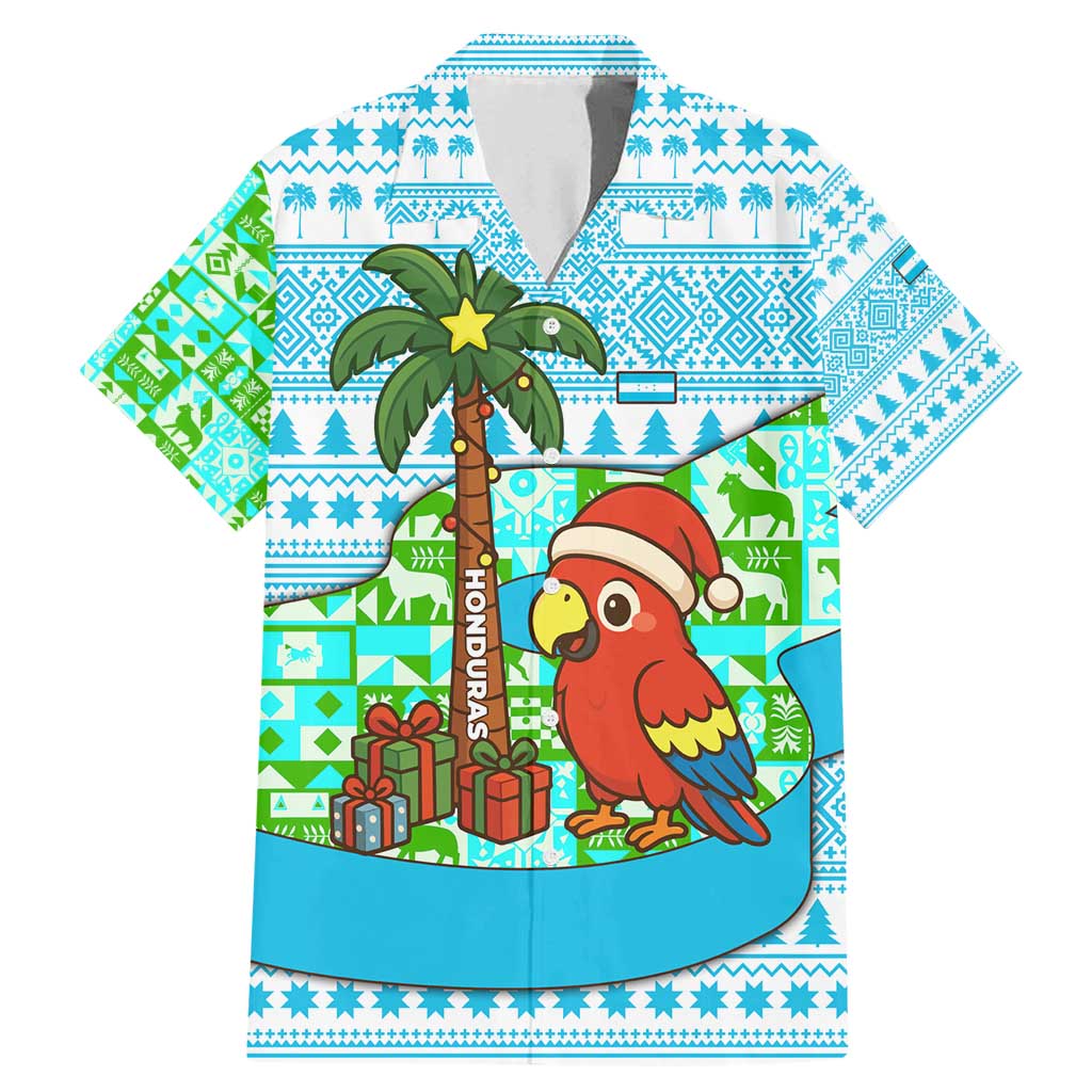 Honduras Christmas Family Matching Mermaid Dress and Hawaiian Shirt with Santa Parrot Palm Tree and Tropical Gift Pattern Design - Wonder Print Shop