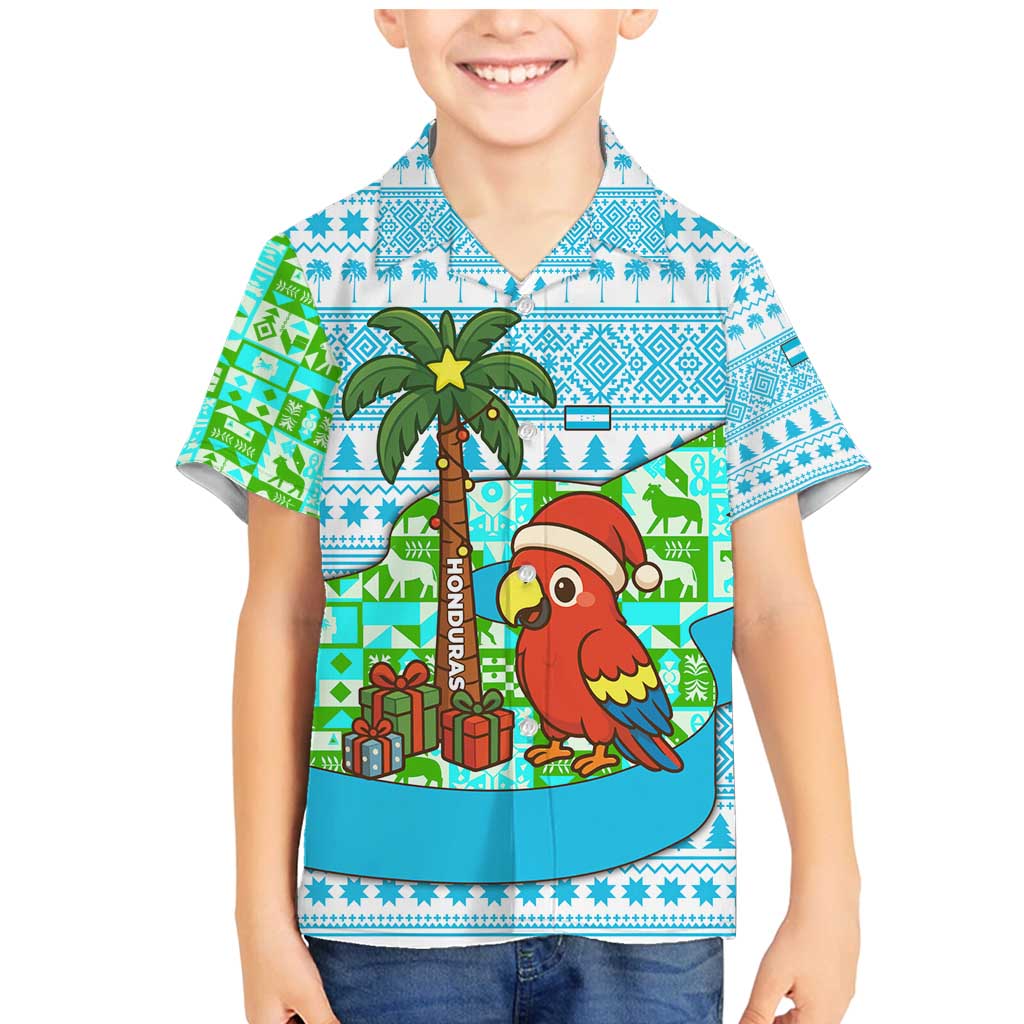 Honduras Christmas Family Matching Mermaid Dress and Hawaiian Shirt with Santa Parrot Palm Tree and Tropical Gift Pattern Design - Wonder Print Shop