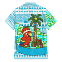 Honduras Christmas Family Matching Off The Shoulder Long Sleeve Dress and Hawaiian Shirt with Santa Parrot Palm Tree and Tropical Gift Pattern Design - Wonder Print Shop