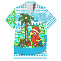 Honduras Christmas Family Matching Off Shoulder Maxi Dress and Hawaiian Shirt with Santa Parrot Palm Tree and Tropical Gift Pattern Design - Wonder Print Shop